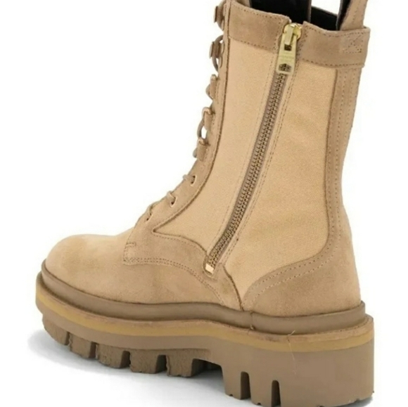 Allsaints Beth Canvas Suede Combat Boots Sand NEW - Picture 6 of 9